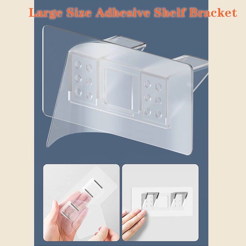 Ourart 12 Pieces Large Size Adhesive Shelf Bracket  Double Row Thickened and Reinforced Design Punch Free Shelf Support Pegs for Shelves Kitchen Cabinet Book Closet - Image 4
